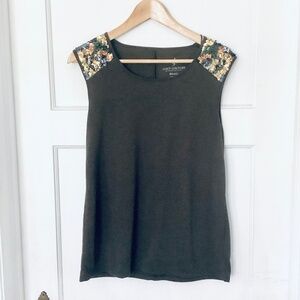 Juicy Couture Olive Green Sequin Shoulder Sleeveless Top Sz S
